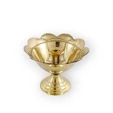 brass flower diya